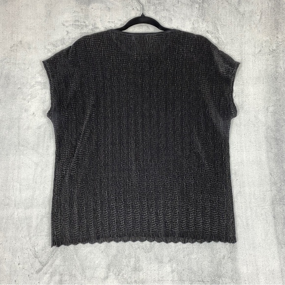 TanJay  Dress Top Stretchy Crepe Fabric Black Sz Large Cap Sleeve - Picture 2 of 10